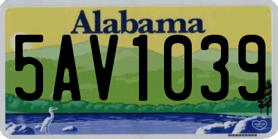 AL license plate 5AV1039
