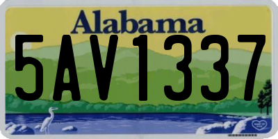 AL license plate 5AV1337