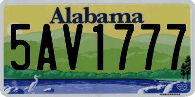 AL license plate 5AV1777