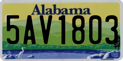 AL license plate 5AV1803