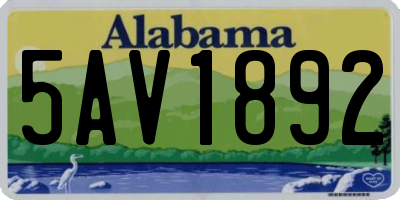 AL license plate 5AV1892
