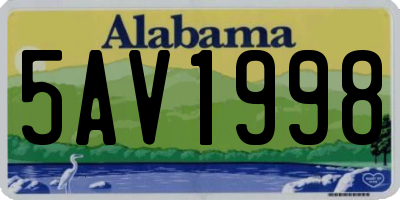 AL license plate 5AV1998