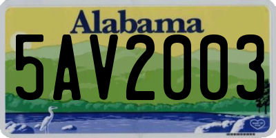 AL license plate 5AV2003