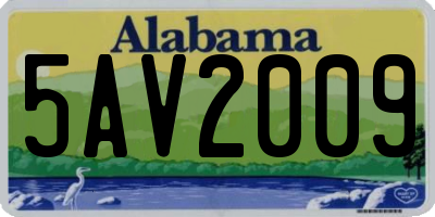 AL license plate 5AV2009