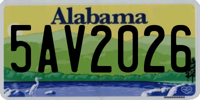 AL license plate 5AV2026