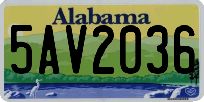 AL license plate 5AV2036