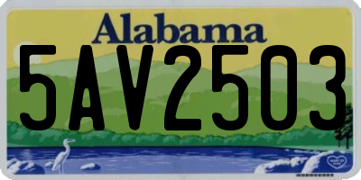 AL license plate 5AV2503
