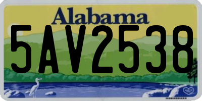 AL license plate 5AV2538