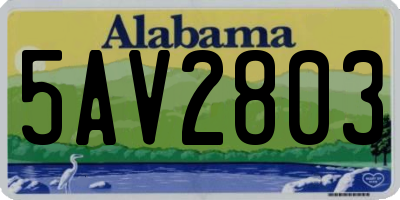 AL license plate 5AV2803