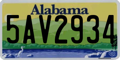 AL license plate 5AV2934