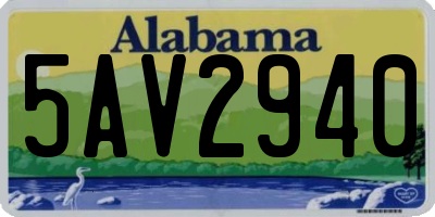 AL license plate 5AV2940