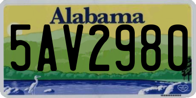 AL license plate 5AV2980