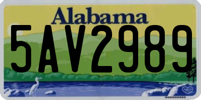 AL license plate 5AV2989