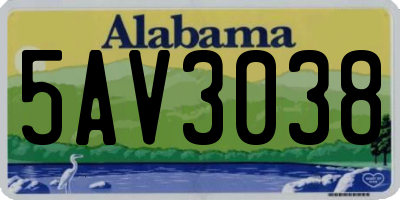 AL license plate 5AV3038
