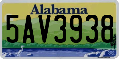 AL license plate 5AV3938