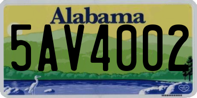 AL license plate 5AV4002