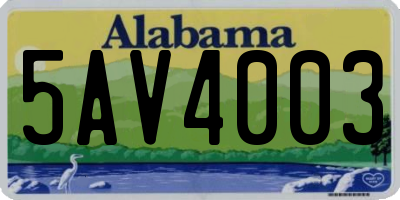AL license plate 5AV4003