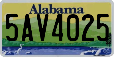 AL license plate 5AV4025