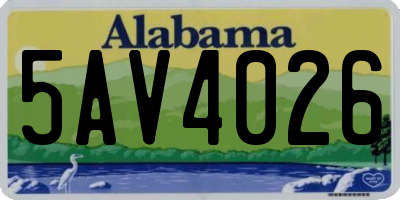 AL license plate 5AV4026