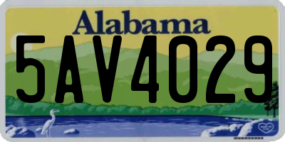 AL license plate 5AV4029