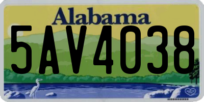 AL license plate 5AV4038