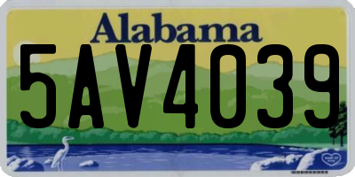 AL license plate 5AV4039