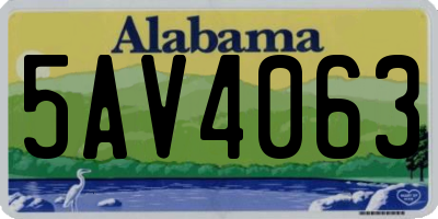 AL license plate 5AV4063