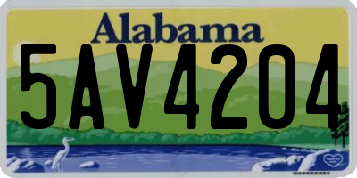 AL license plate 5AV4204