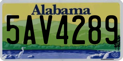 AL license plate 5AV4289