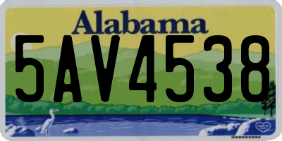 AL license plate 5AV4538