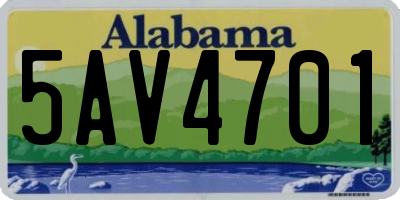 AL license plate 5AV4701