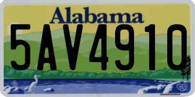 AL license plate 5AV4910