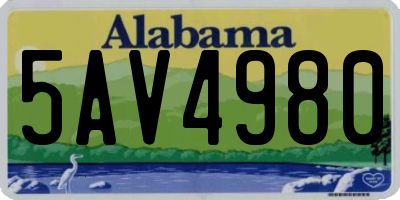 AL license plate 5AV4980