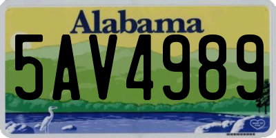 AL license plate 5AV4989