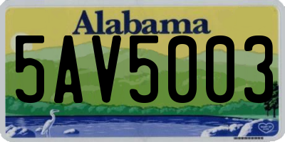 AL license plate 5AV5003