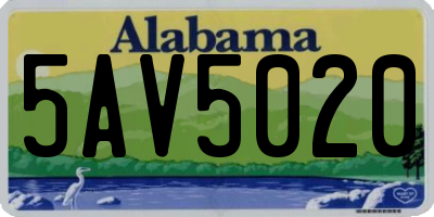 AL license plate 5AV5020