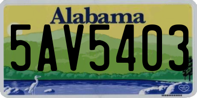 AL license plate 5AV5403