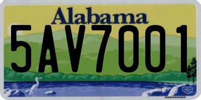 AL license plate 5AV7001