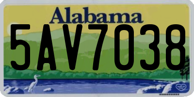 AL license plate 5AV7038