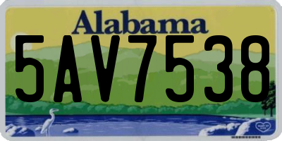 AL license plate 5AV7538