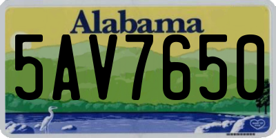 AL license plate 5AV7650