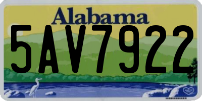 AL license plate 5AV7922