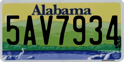 AL license plate 5AV7934
