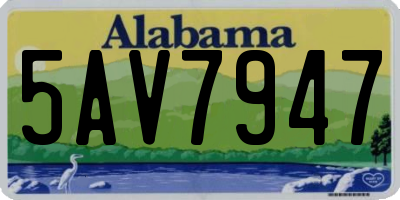 AL license plate 5AV7947