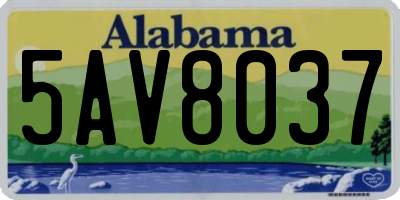 AL license plate 5AV8037