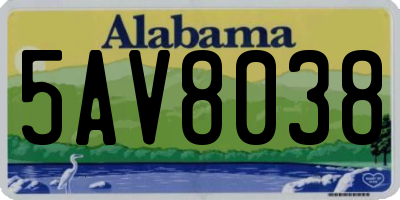 AL license plate 5AV8038