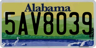 AL license plate 5AV8039