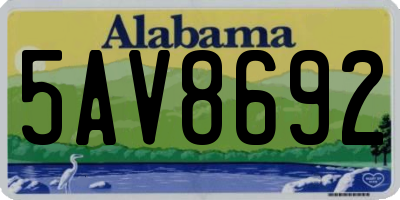 AL license plate 5AV8692