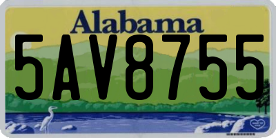 AL license plate 5AV8755