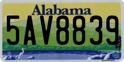 AL license plate 5AV8839